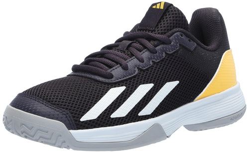 adidas Court Flash Tennis Sneaker Aurora Black/White/Spark 1.5 US Unisex Little Kid