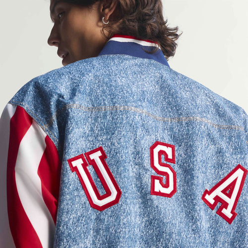 Adidas Mens Denim Graphic Track Jacket - Blue
