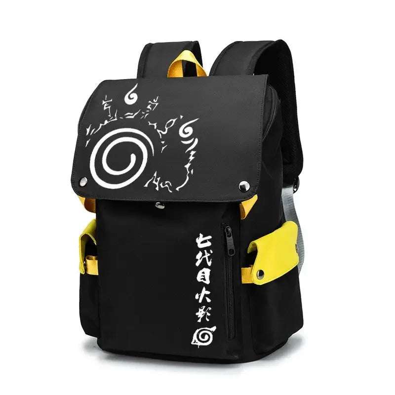 Naruto Anime Backpack, Includes Pencil Case and External Charging Port, Uzumaki Akatsuki School Students Schoolbag Leisure Computer Bag