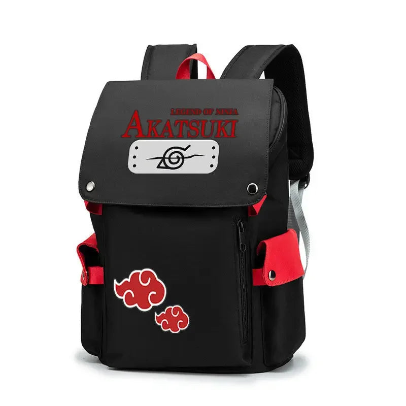 Naruto Anime Backpack, Includes Pencil Case and External Charging Port, Uzumaki Akatsuki School Students Schoolbag Leisure Computer Bag