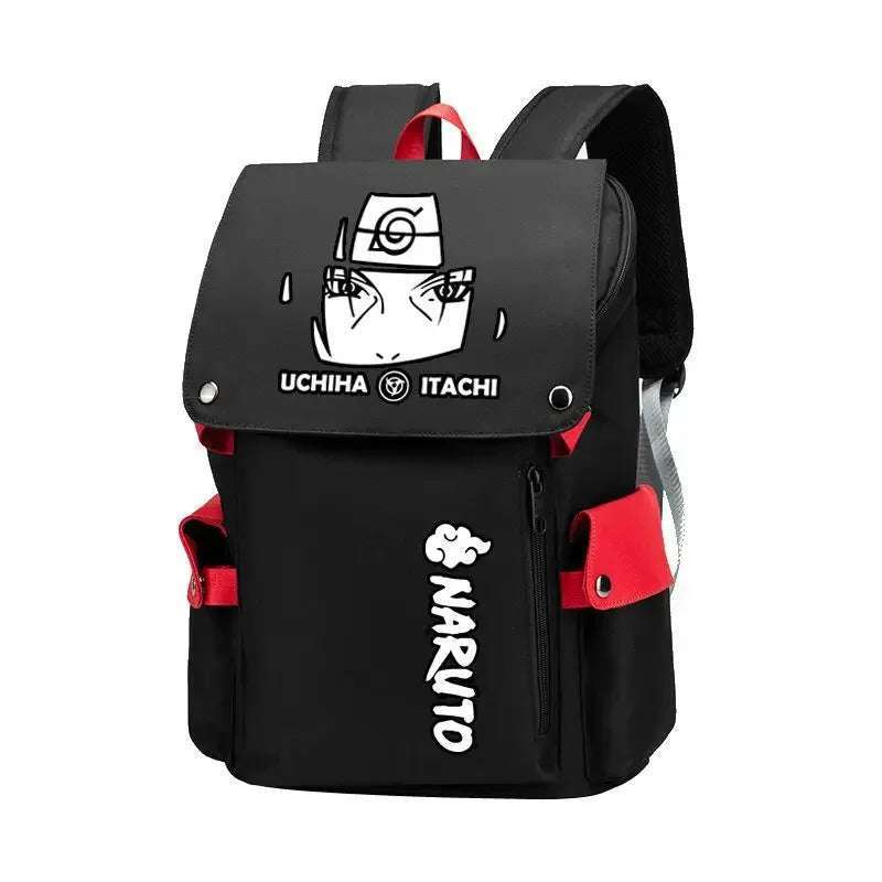 Naruto Anime Backpack, Includes Pencil Case and External Charging Port, Uzumaki Akatsuki School Students Schoolbag Leisure Computer Bag